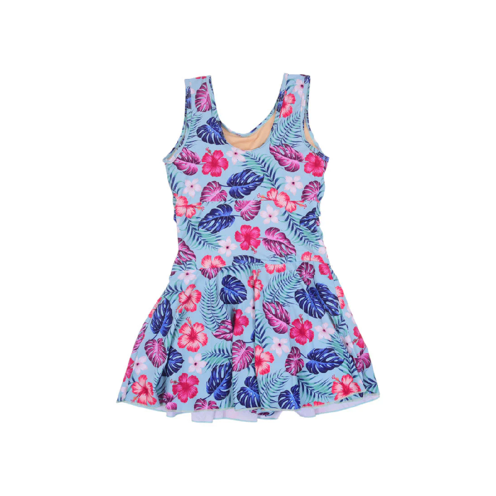 LADIES S/L SWIMMING COSTUME AQUA TROPICAL 2XL IR-25 31626-2