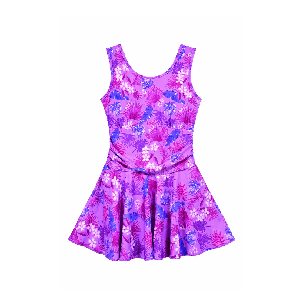 LADIES S/L SWIMMING COSTUME SHOK-PINK-TROPICAL MED IR-25 316