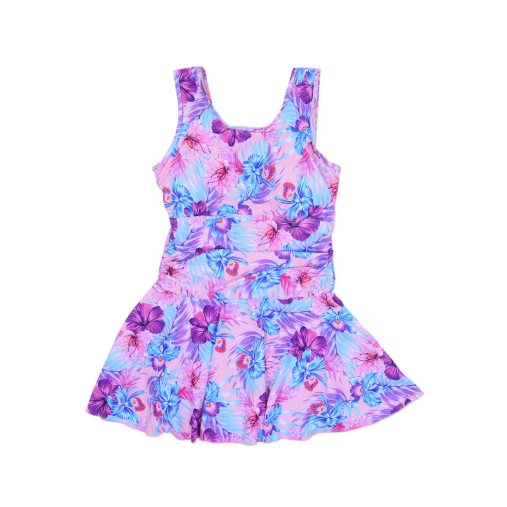 LADIES S/L SWIMMING COSTUME BABY-PINK-TROPICAL MED IR-25 316