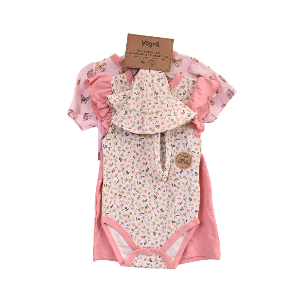 GIRLS S/S 4PC KNICKER SUIT (B) PINK PRINT 18-24M ZHS-26 NO-2