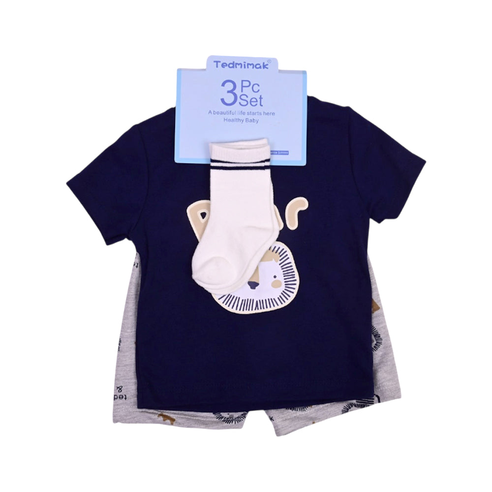BOYS S/S 3PC KNICKER SUIT  NAVY BLUE 9-12M ZHS-26 NO-8 W.G