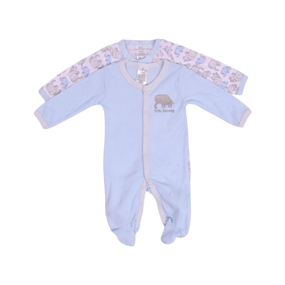 BOYS L/S 2PC ROMPER  BLUE 0-3M ZHS-26 NO-13 W.G