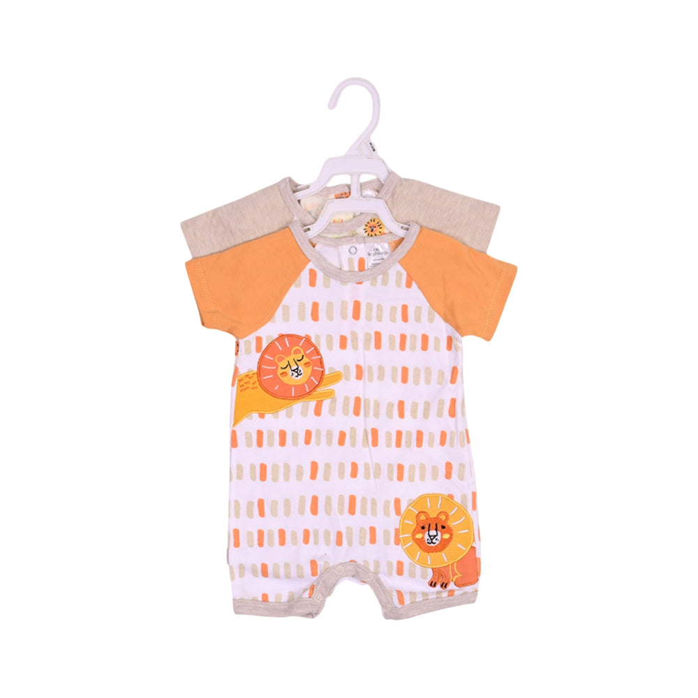 BOYS S/S 2PC ROMPER  SKIN/ MUSTARD 0-3M ZHS-26 NO-14 W.G