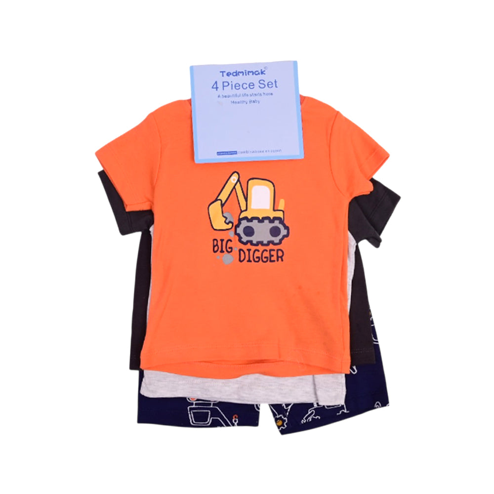 BOYS S/S 4PC KNICKER SUIT ORANGE 12-18M ZHS-26 NO-19 W.G
