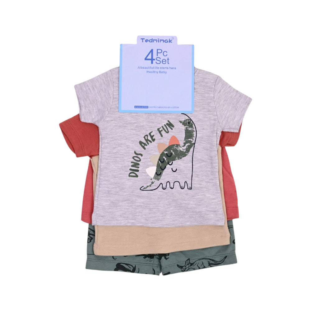 BOYS S/S 4PC KNICKER SUIT GREY 3-6M ZHS-26 NO-20 W.G