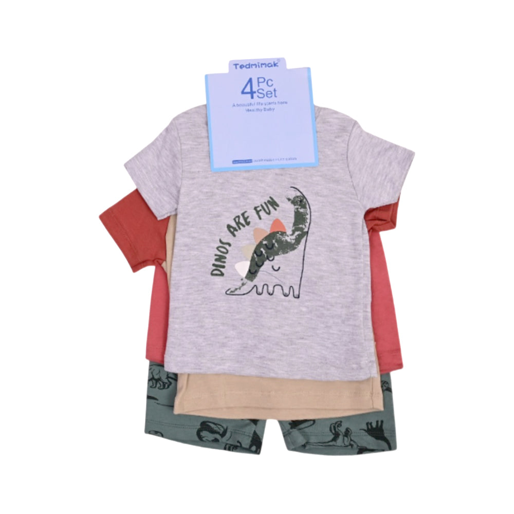 BOYS S/S 4PC KNICKER SUIT GREY 12-18M ZHS-26 NO-20 W.G