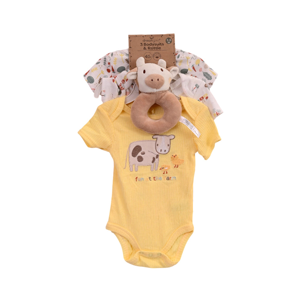 BOYS S/S 4PC BODY SUIT (C) MULTI 3-6M ZHS-26 NO-36 W.G