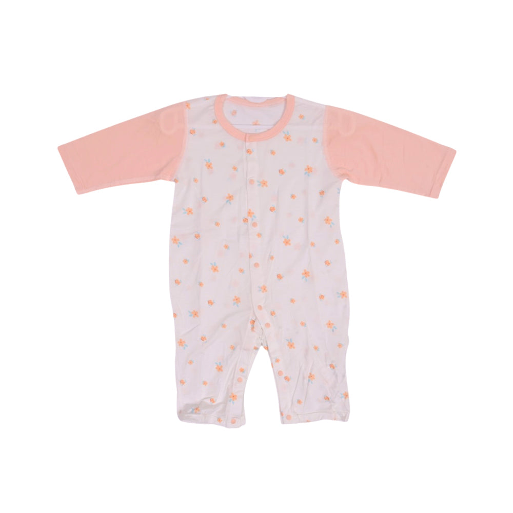 GIRLS L/S PRINTED ROMPER L/W PEACH 12-18M ZHS-26 002 W.G