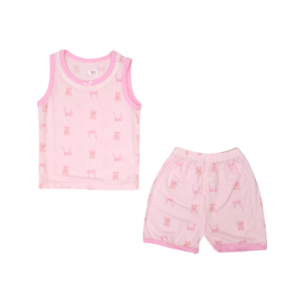 GIRLS S/L 2PC KNICKER SUIT PINK 9-12M ZHS-26 007 W.G