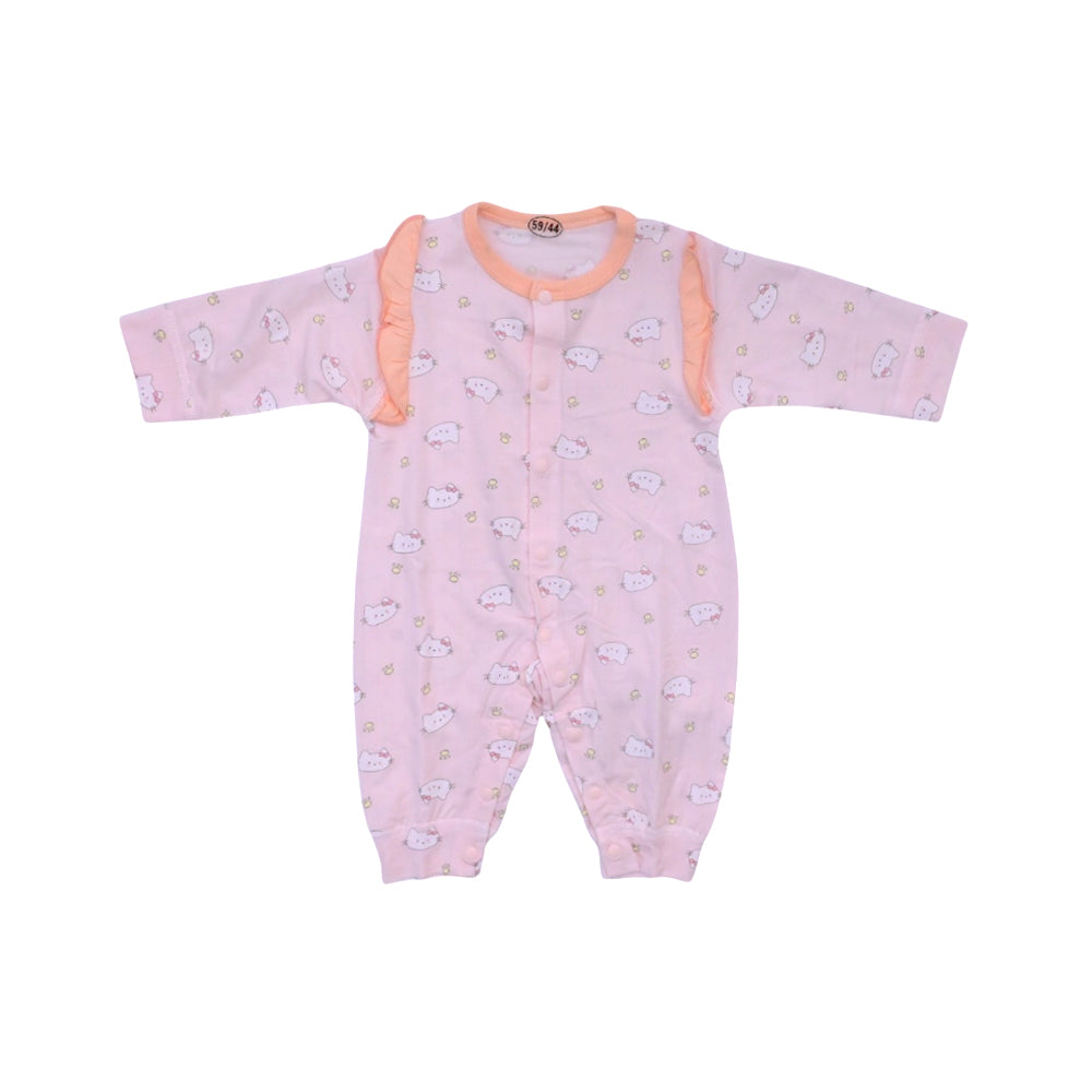 GIRLS L/S PRINTED ROMPER L/W PEACH N.B ZHS-26 10 W.G