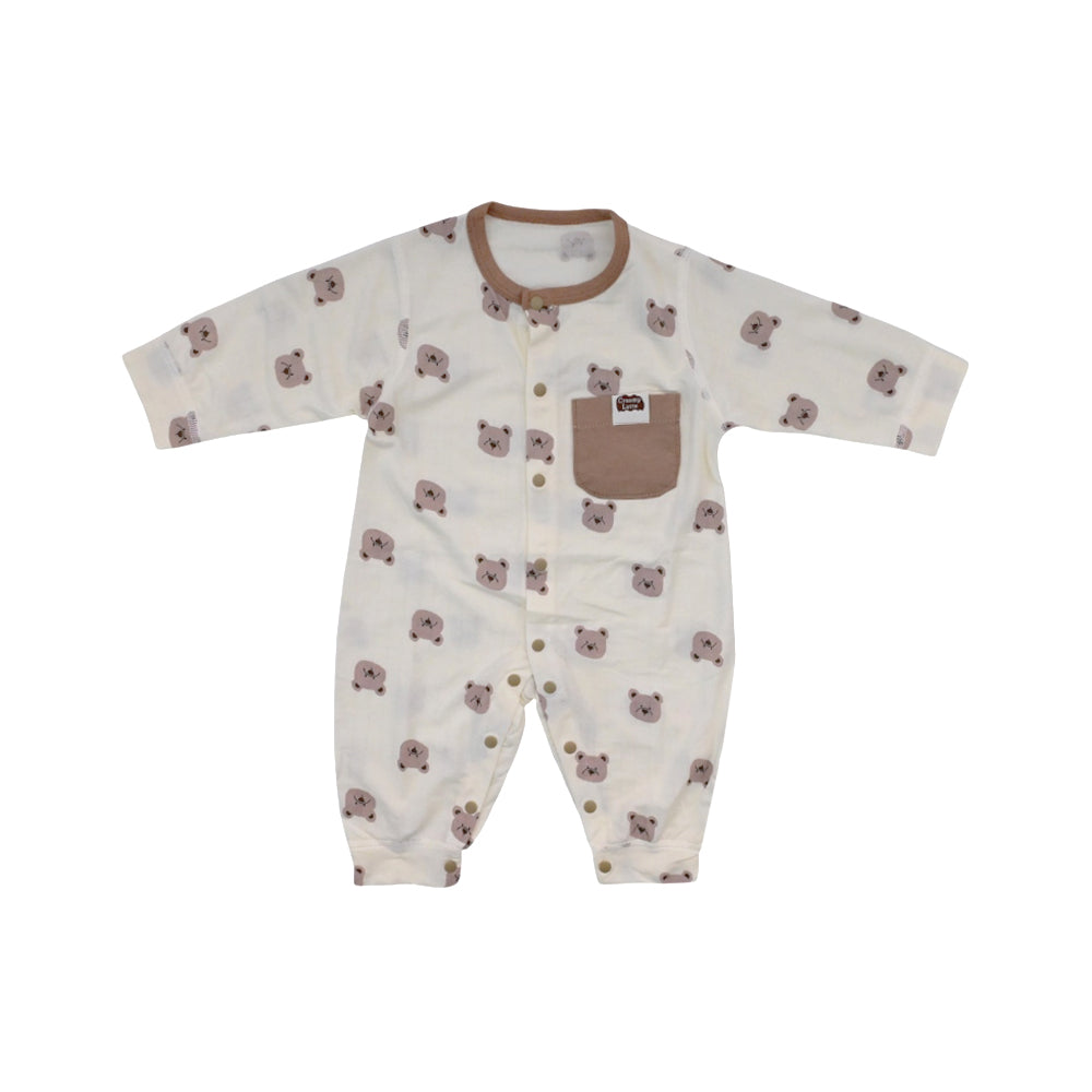 BOYS L/S PRINTED ROMPER L/W CREAM 0-3M ZHS-26 10 W.G