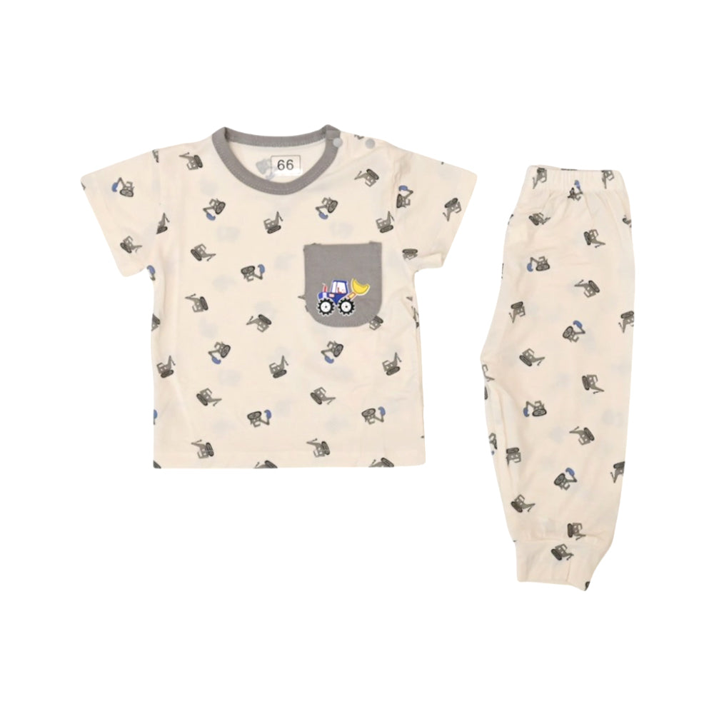 BOYS S/S 2PC PAJAMA SUIT GREY 0-3M ZHS-26 11 W.G