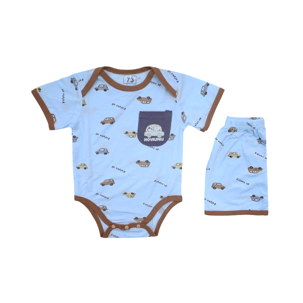BOYS S/S 2PC KNICKER SUIT SKY BLUE 3-6M ZHS-26 12 W.G