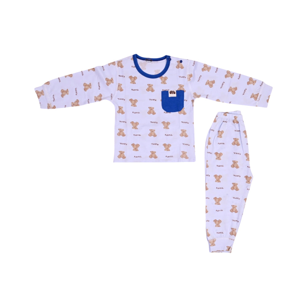BOYS L/S 2PC PAJAMA SUIT  SKY BLUE 6-9M ZHS-26 13 W.G