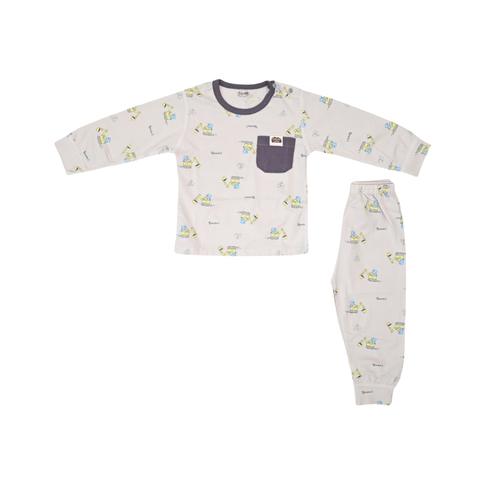 BOYS L/S 2PC PAJAMA SUIT  GREY 3-6M ZHS-26 13 W.G
