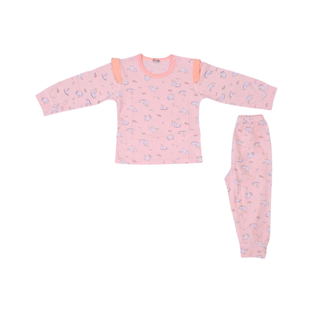 GIRLS L/S 2PC PAJAMA SUIT  L-PEACH 3-6M ZHS-26 14 W.G