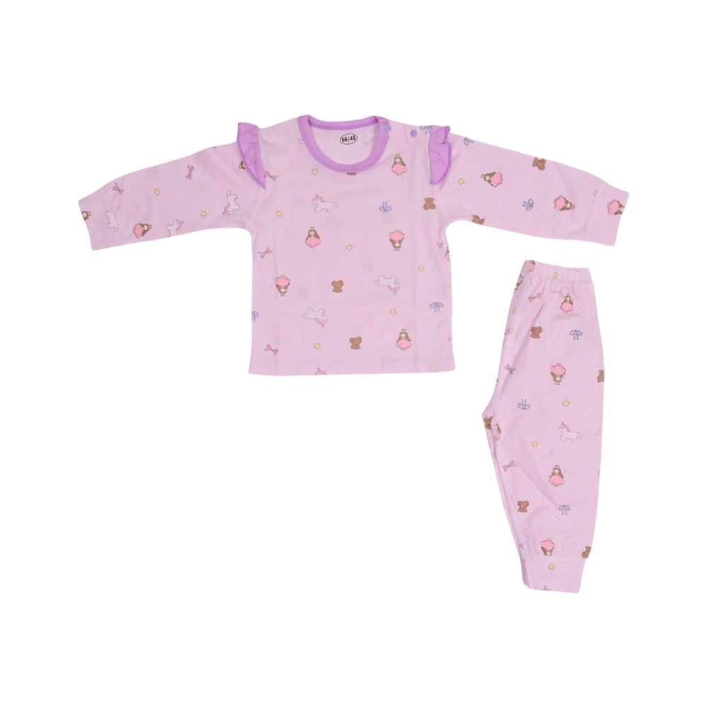 GIRLS L/S 2PC PAJAMA SUIT  L-PURPLE 0-3M ZHS-26 14 W.G