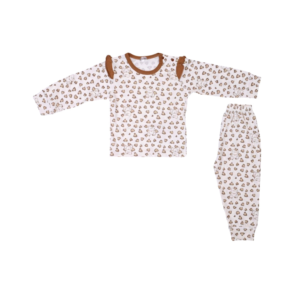 GIRLS L/S 2PC PAJAMA SUIT  L-BROWN 3-6M ZHS-26 14 W.G