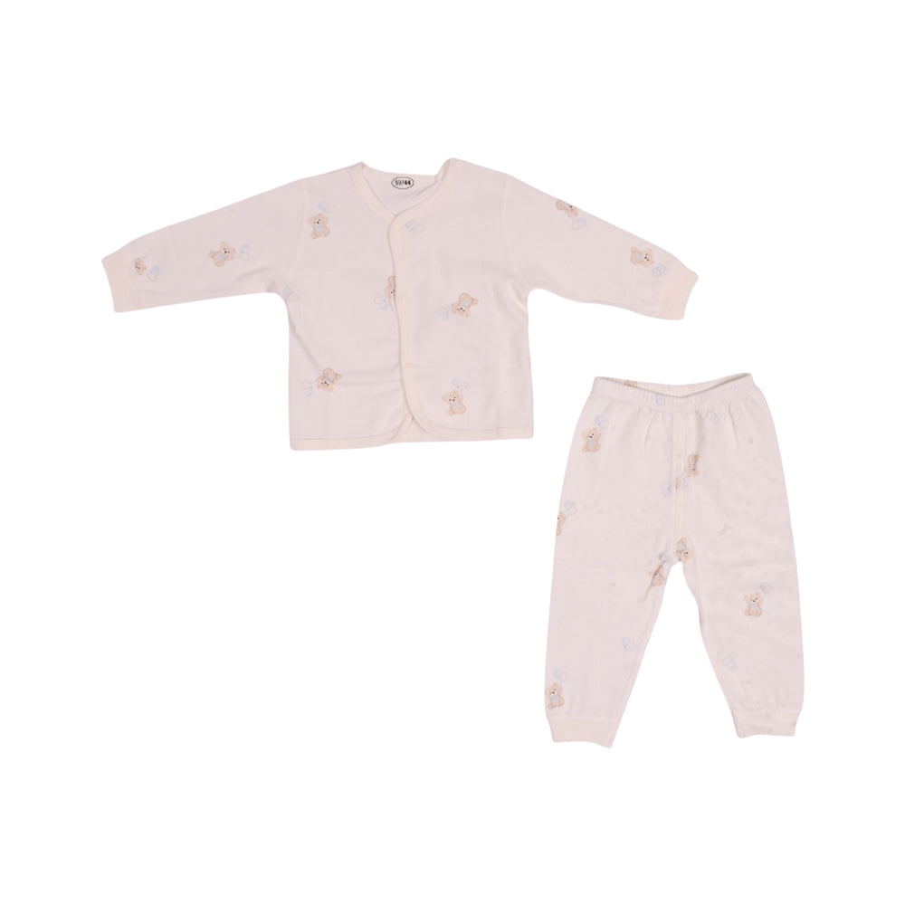 UNISEX L/S 2PC PAJAMA SUIT L/W OFF WHITE PRINTED N.B ZHS-26