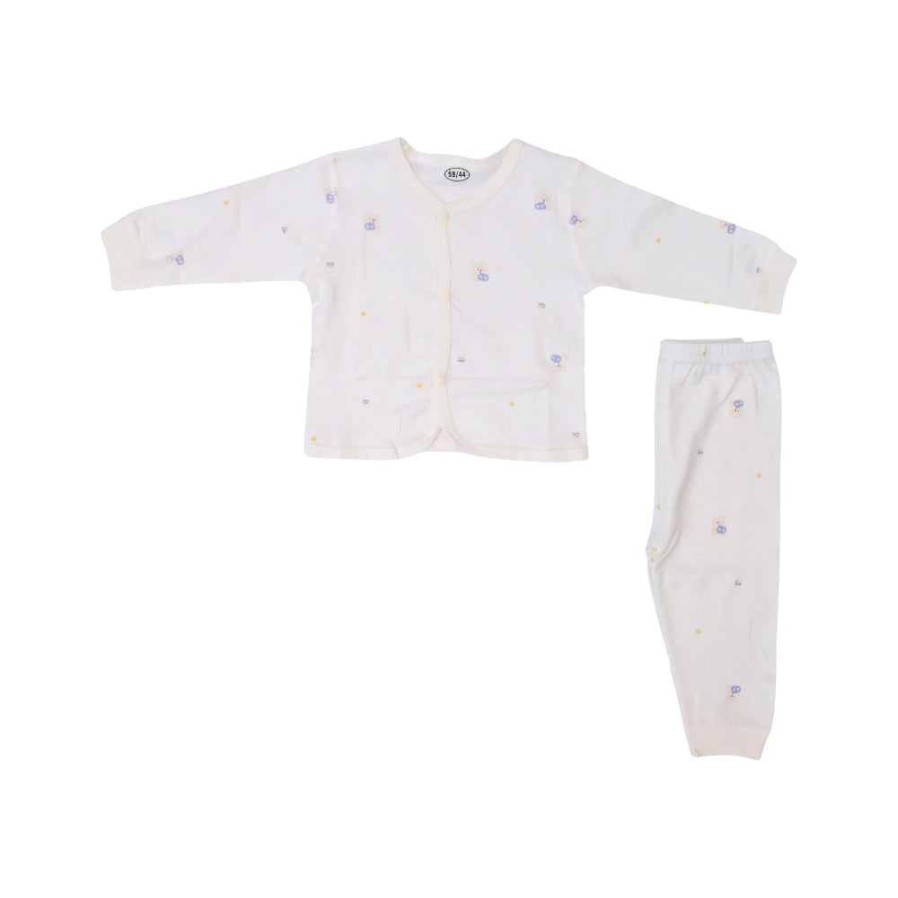 UNISEX L/S 2PC PAJAMA SUIT L/W CREAM N.B ZHS-26 15 W.G