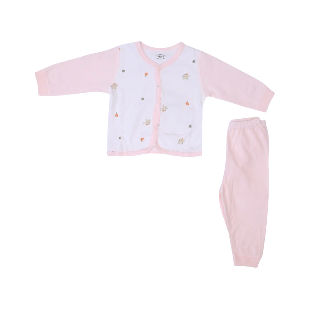 UNISEX L/S 2PC PAJAMA SUIT L/W L-PINK N.B ZHS-26 16 W.G