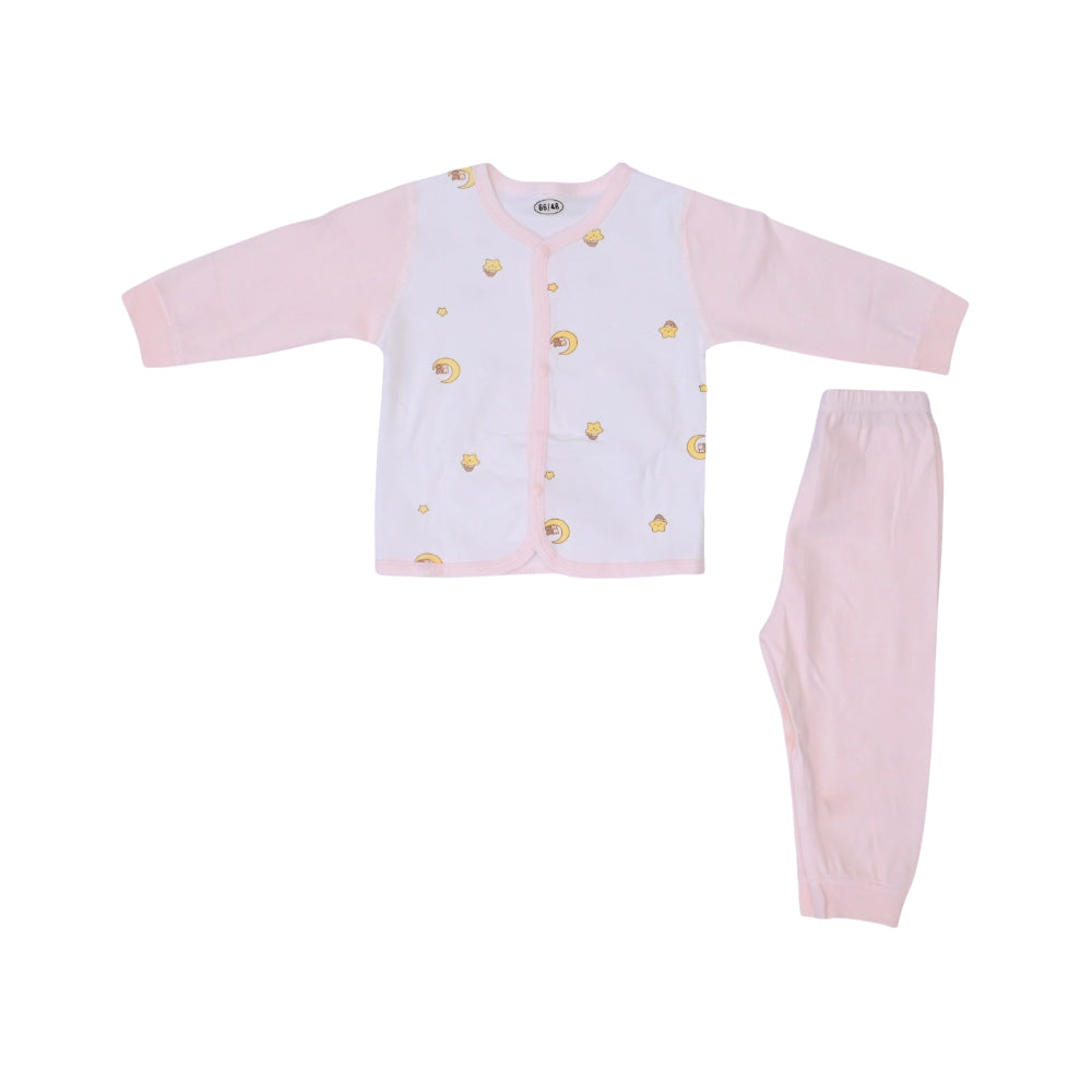 UNISEX L/S 2PC PAJAMA SUIT L/W L-PINK 0-3M ZHS-26 16 W.G
