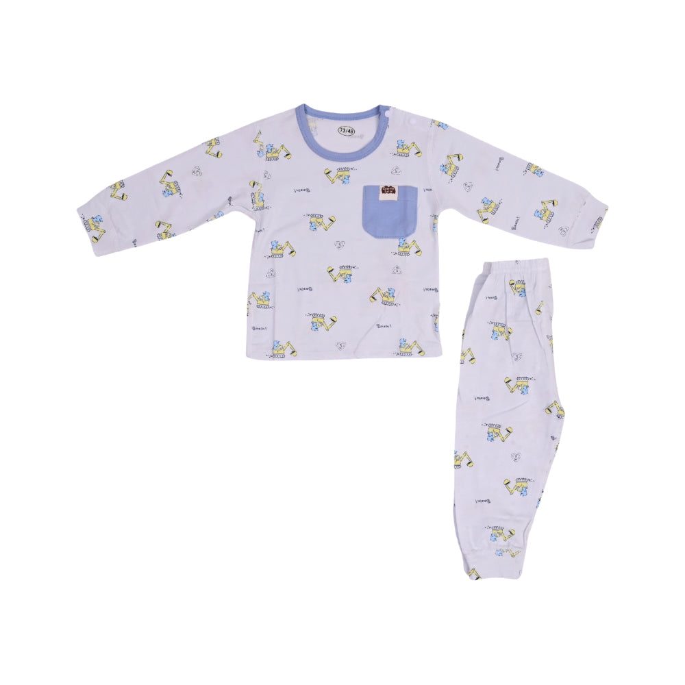 BOYS L/S 2PC PAJAMA SUIT SKY BLUE 3-6M ZHS-26 13 W.G