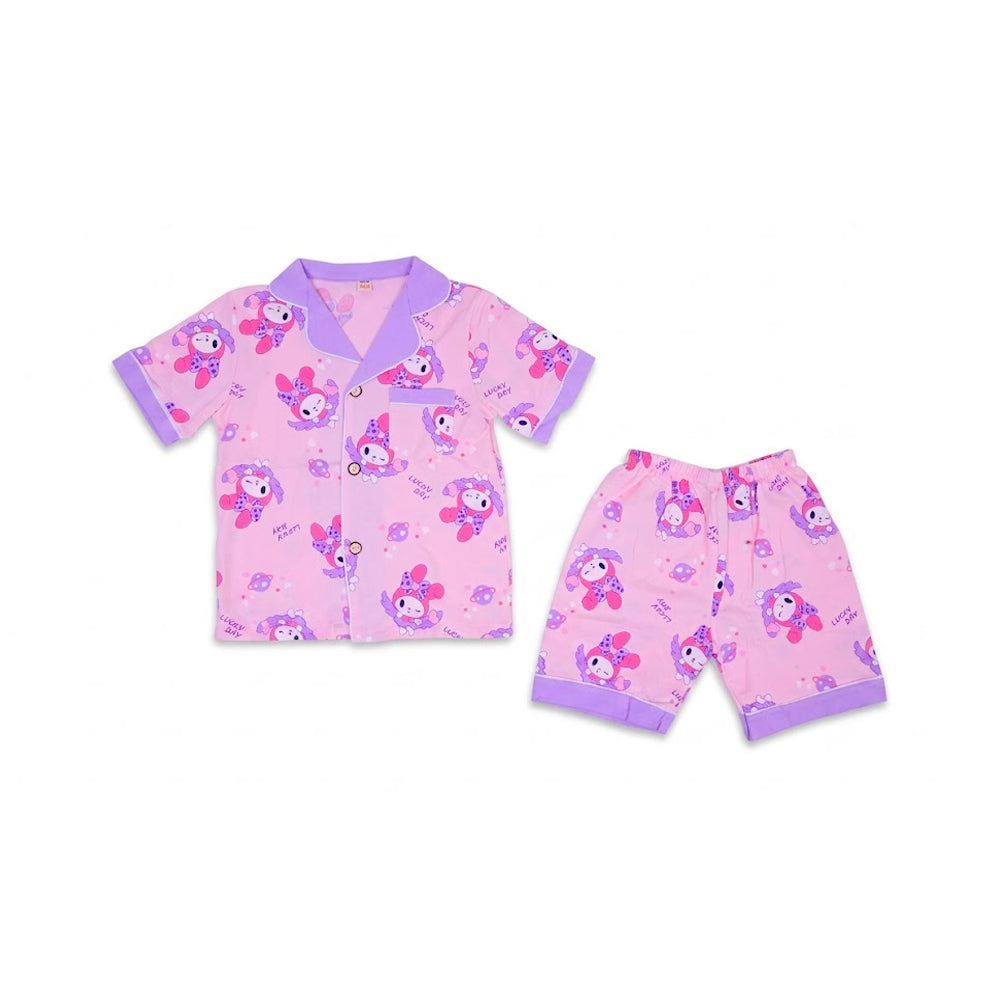 GIRLS S/S 2PC KNICKER SUIT  PINK/PURPLE 3-4YEAR ZHS-26 105 W
