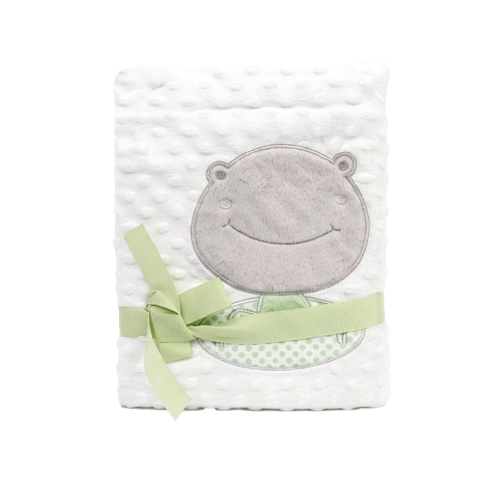 BABY FLEECE WRAPPING SHAWL WHITE & GREEN  IR XYBL02 MS-22 S-