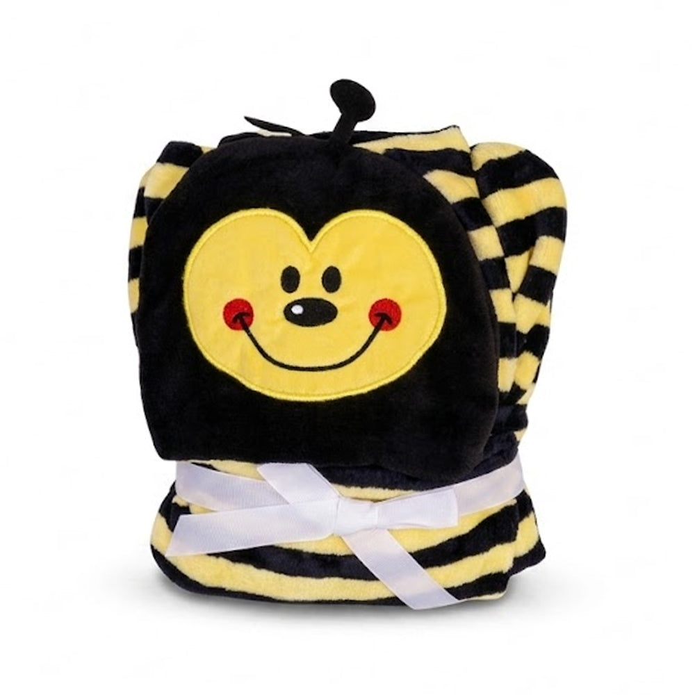 BABY FLEECE WRAPPING SHAWL HOODED YALLOW/BLACK IR 05051 MW-2