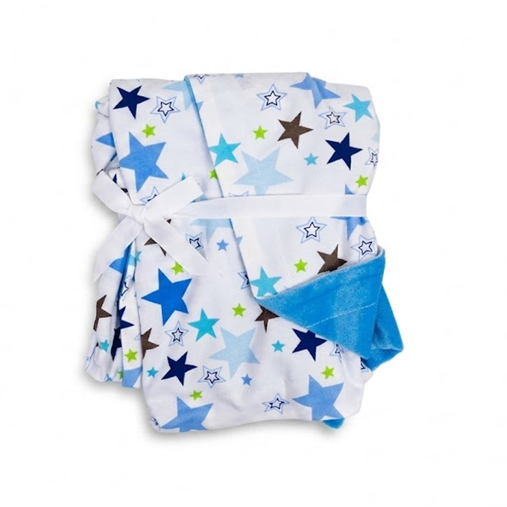 BABY FLEECE WRAPPING SHAWL BLUE WHITE STAR MZS-23 08
