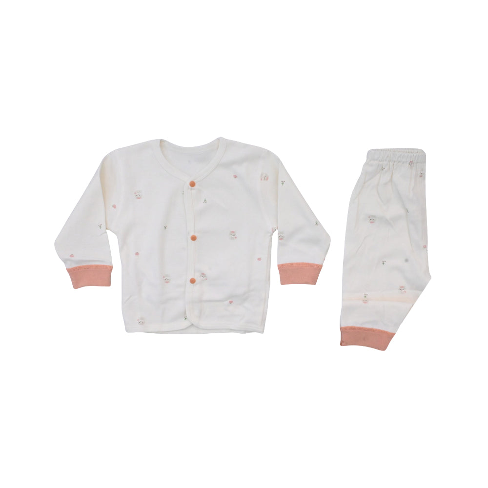 BOYS L/S 2PC L/W PAJAMA SUIT OFF WHITE 1A 0-3 ZHS-26 6700 I.