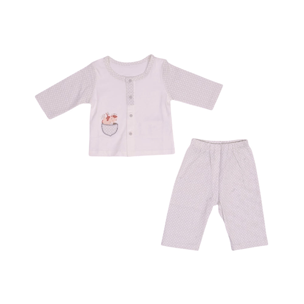 BOYS L/S 2PC L/W PAJAMA SUIT GREY/WHITE N.B ZHS-26 9167 I.G