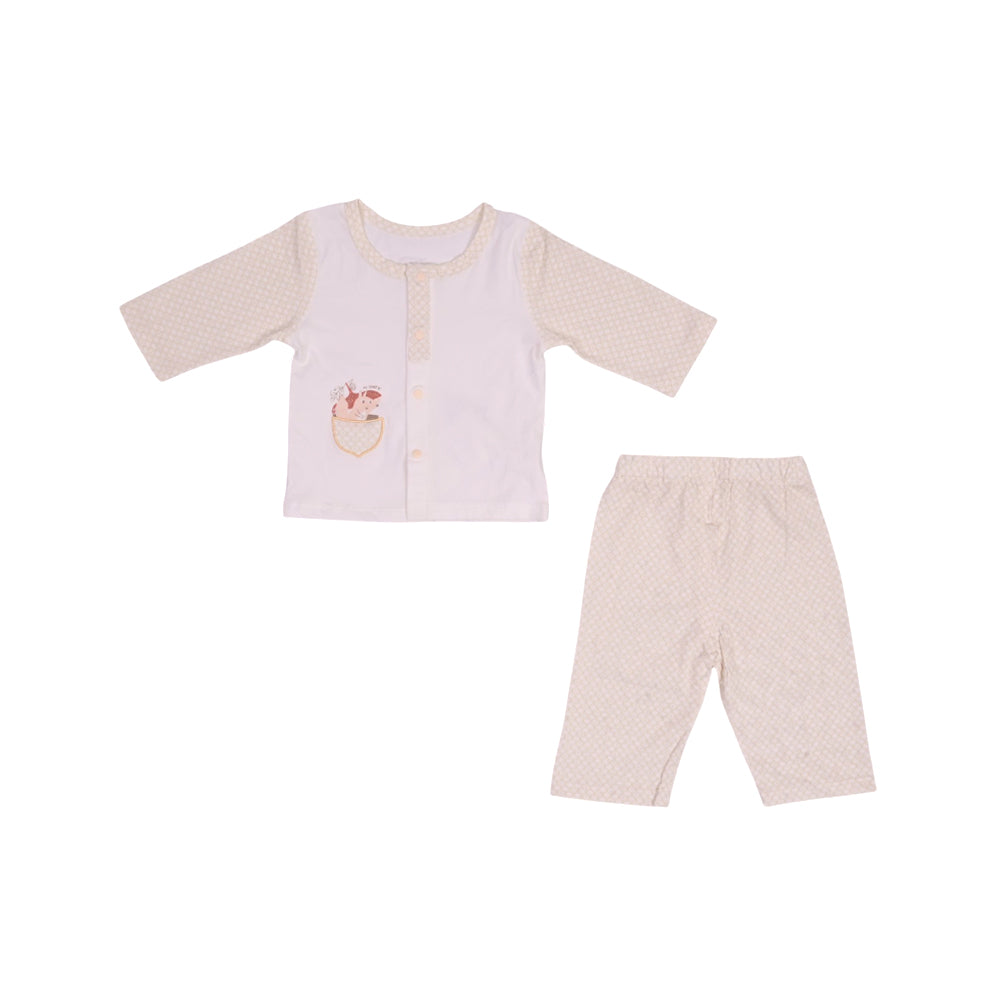 BOYS L/S 2PC L/W PAJAMA SUIT SKIN/WHITE N.B ZHS-26 9168 I.G