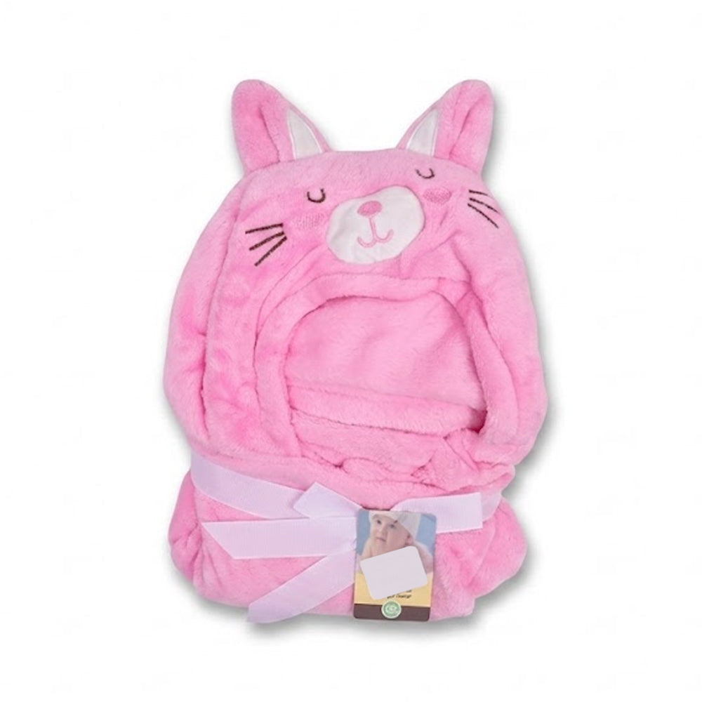 BABY FLEECE WRAPPING SHAWL HOODED PINK IR 05051 MW-21