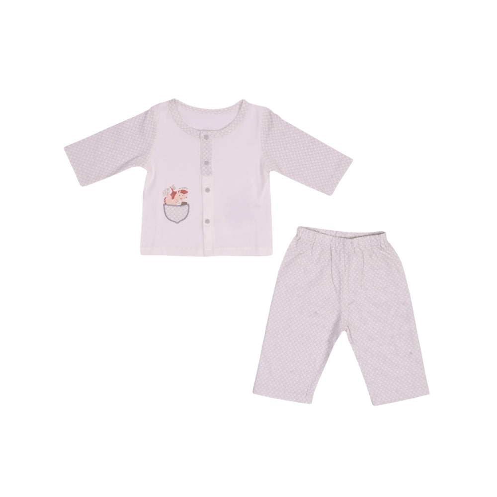 BOYS L/S 2PC L/W PAJAMA SUIT GRAY/WHITE N.B ZHS-26 9165 I.G