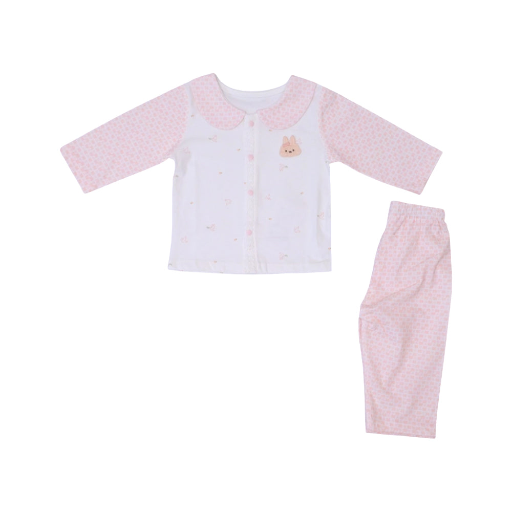 GIRLS L/S 2PC L/W PAJAMA SUIT PINK PRINTED 0-3 ZHS-26 9165 I