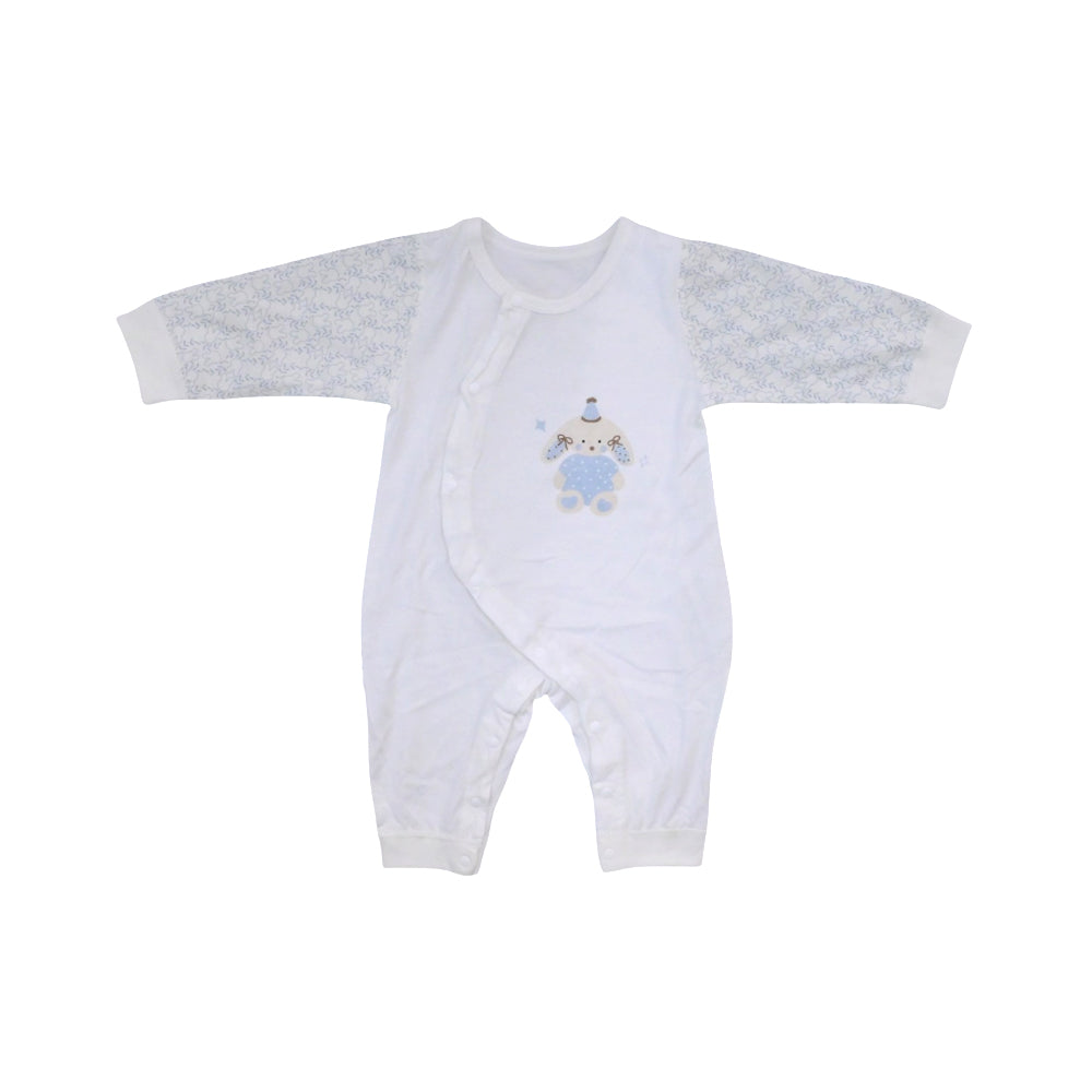 GIRLS L/S L/W ROMPER WHITE/BLUE 0-3 ZHS-26 9266 I.G