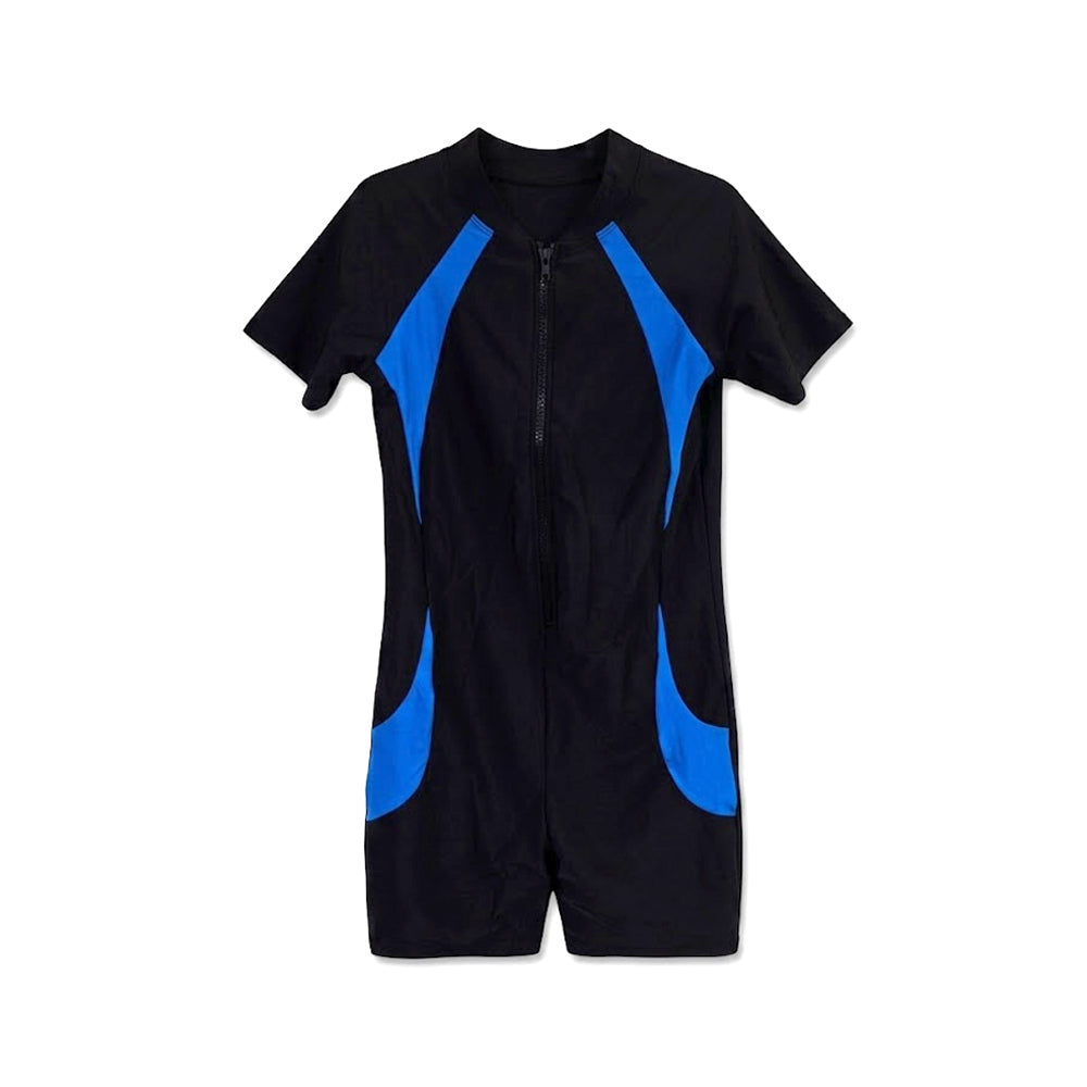 UNISEX S/S 2PC SWIMMING COSTUME BLACK/N-BLUE 10-12YEAR NO-3