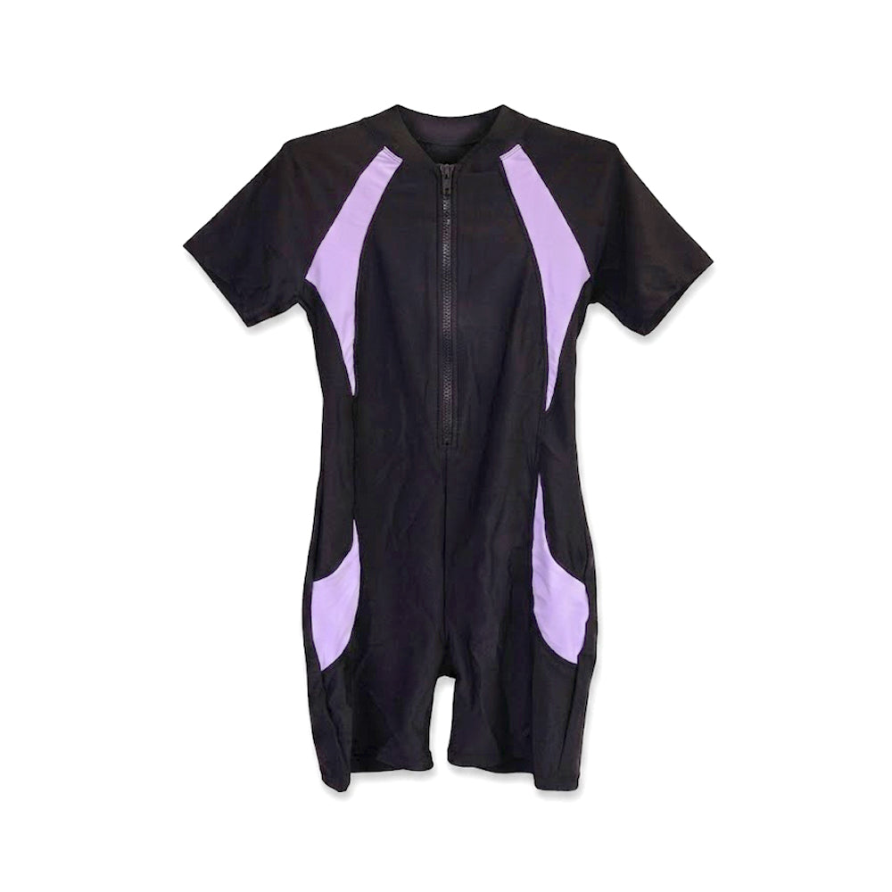 UNISEX S/S 2PC SWIMMING COSTUME PURPLE/N-BLUE 6-8YEAR NO-3 T