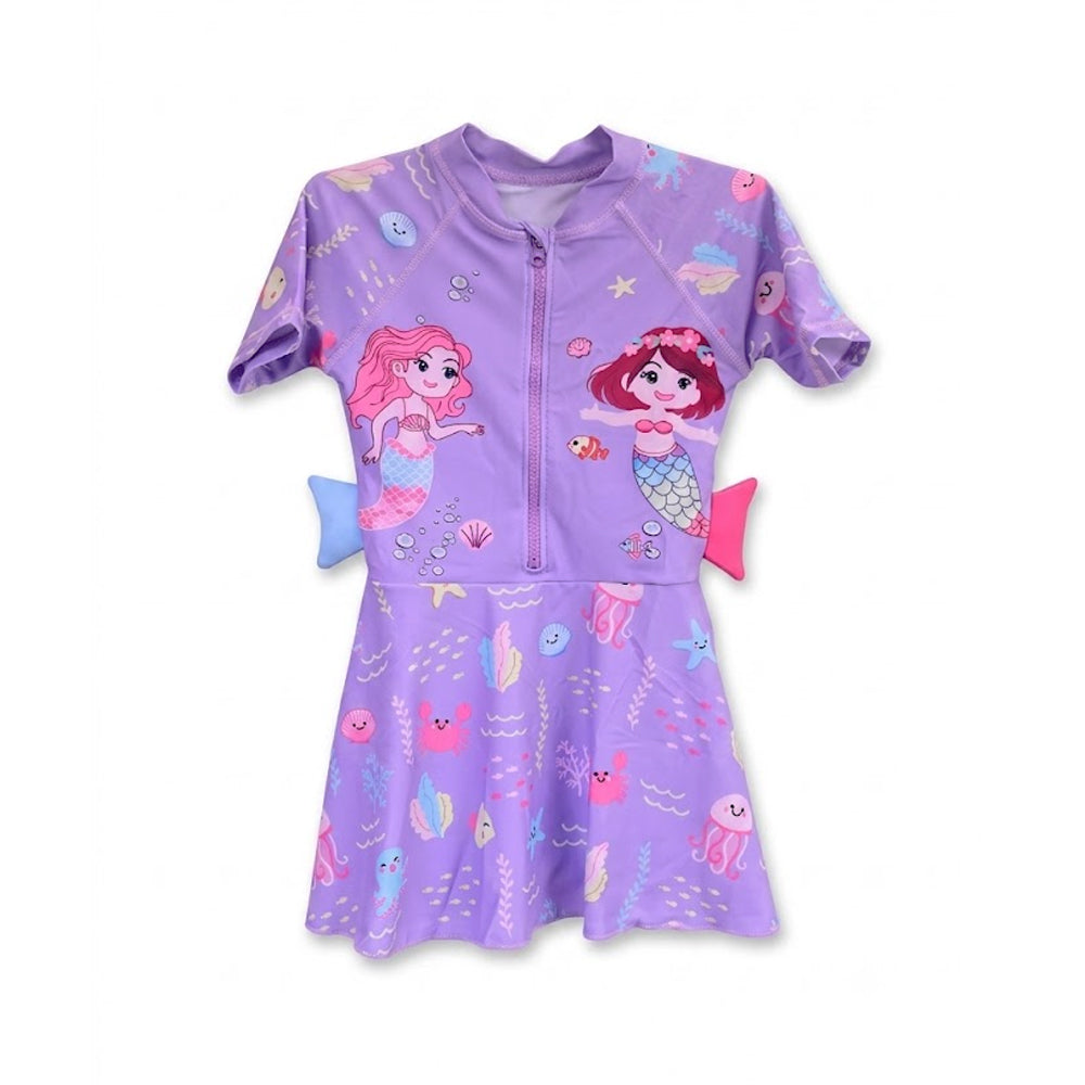 GIRLS S/S 2PC SWIMMING COSTUME PURPLE 5-6YEAR NO-4 THAI-26