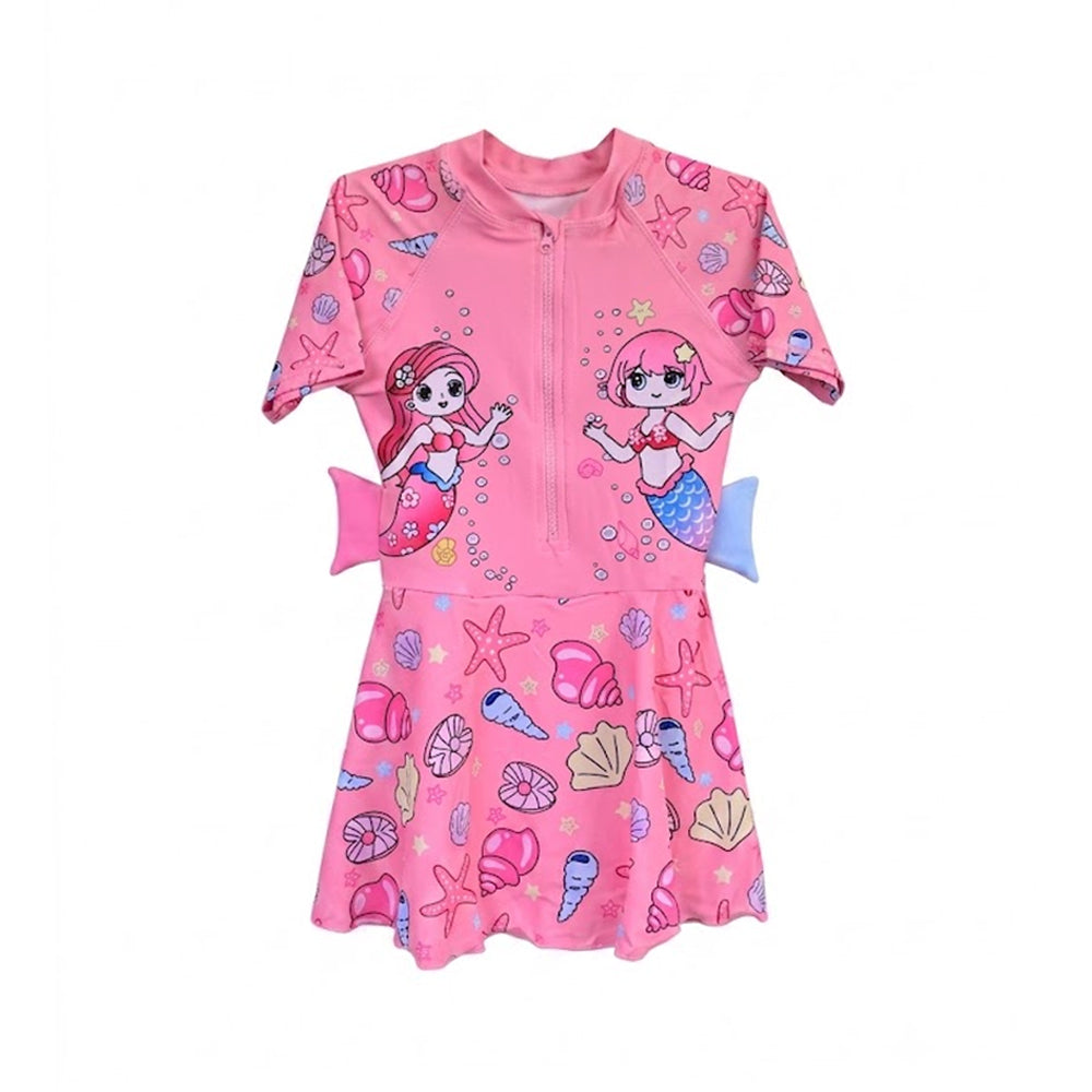GIRLS S/S 2PC SWIMMING COSTUME PEACH 6-7YEAR NO-4 THAI-26