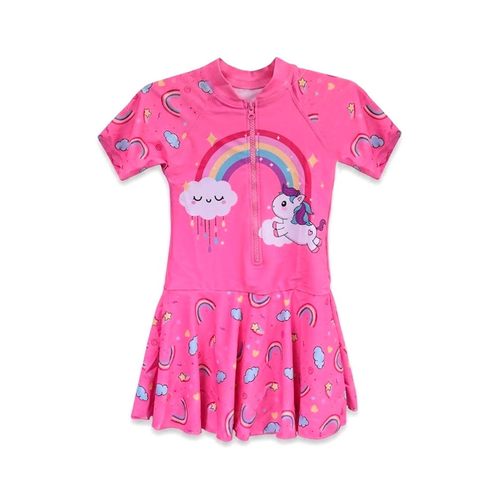 GIRLS S/S 2PC SWIMMING COSTUME S-PINK 5-6YEAR NO-5 THAI-26