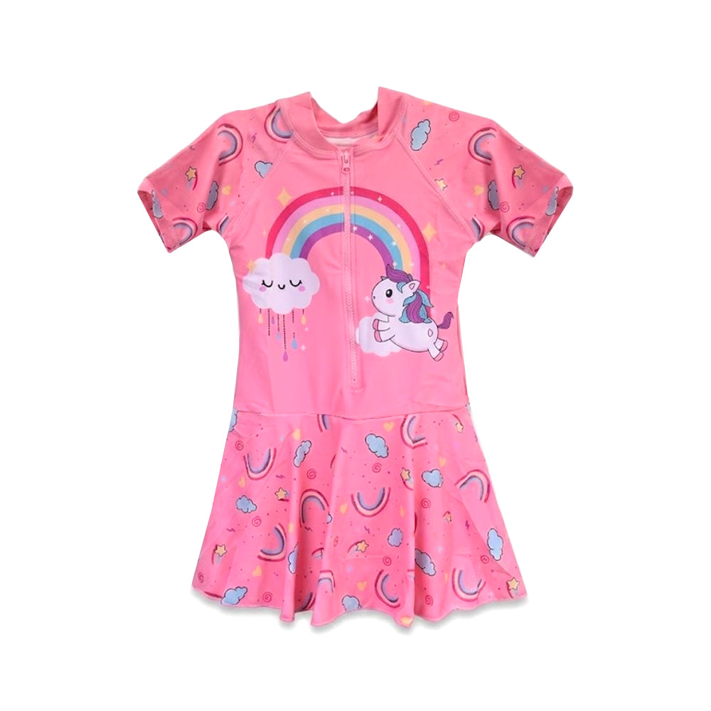 GIRLS S/S 2PC SWIMMING COSTUME PEACH 7-8YEAR NO-5 THAI-26