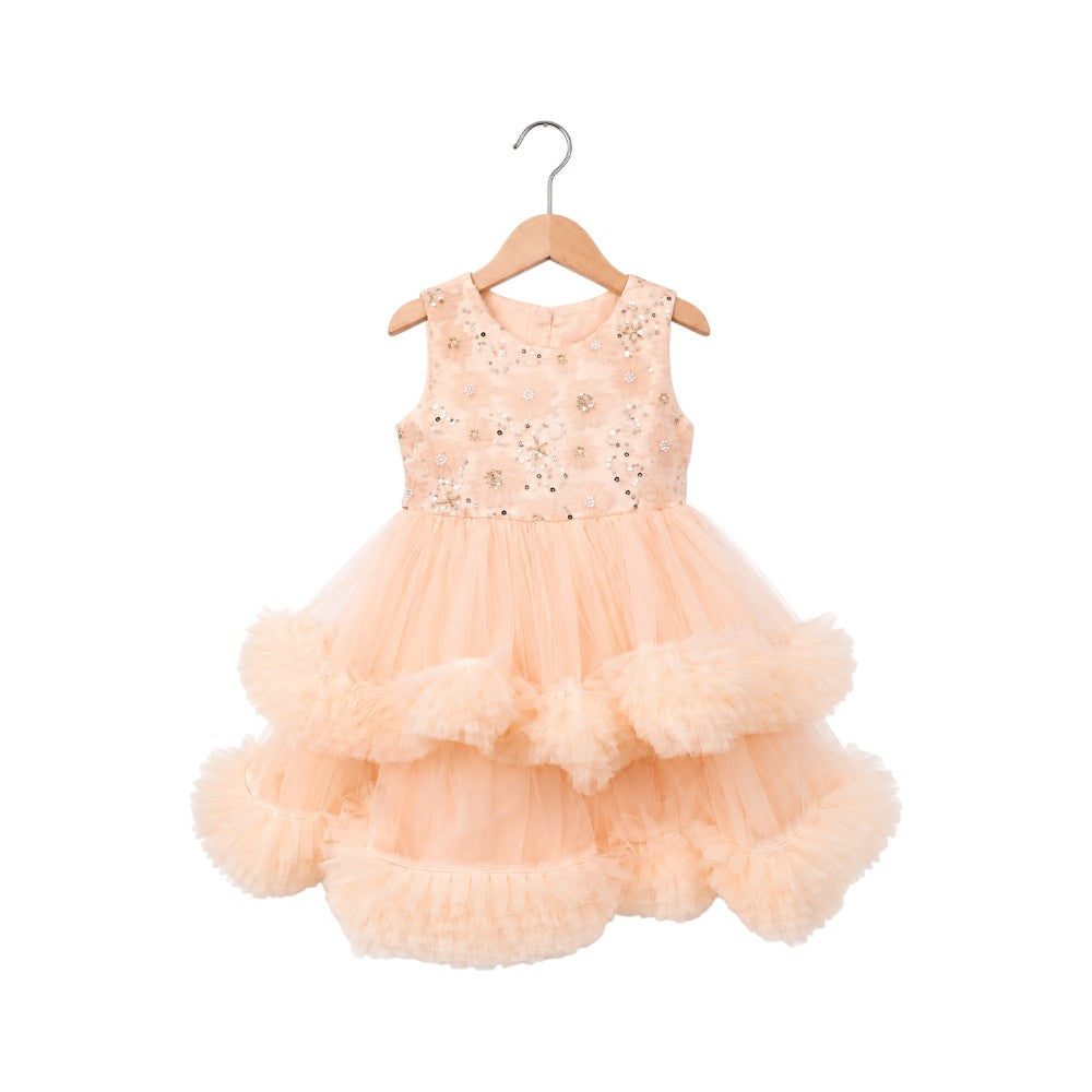 GIRLS S/L FANCY FROCK H&R VA2085 CREAM IR-26