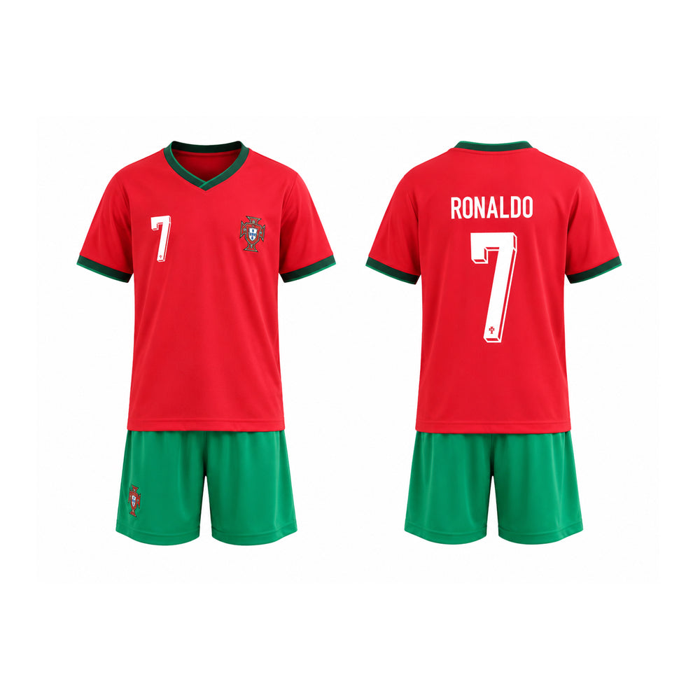RONALDO 2PC FOOT-BALL JERSEY RED/GRN IRS-26 2-3 YEAR 016