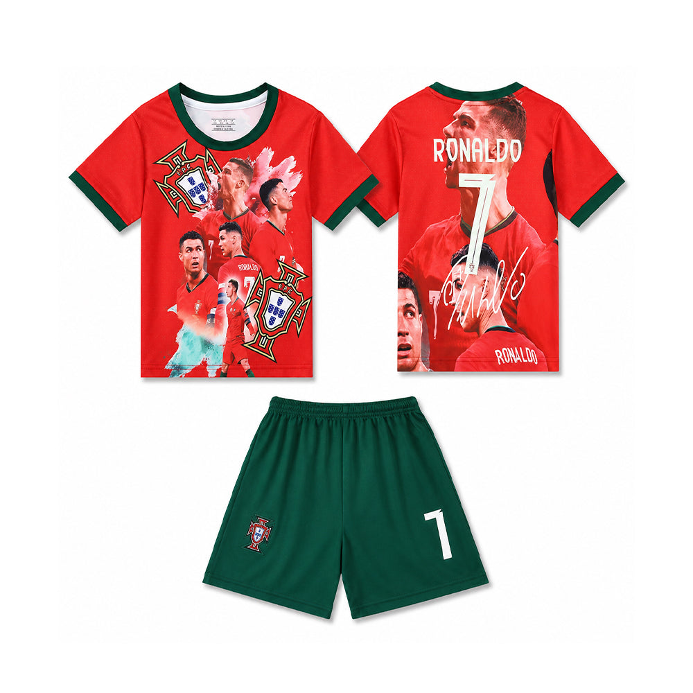 RONALDO 2PC FOOT-BALL JERSEY ORG/GRN IRS-26 2-3 YEAR 001