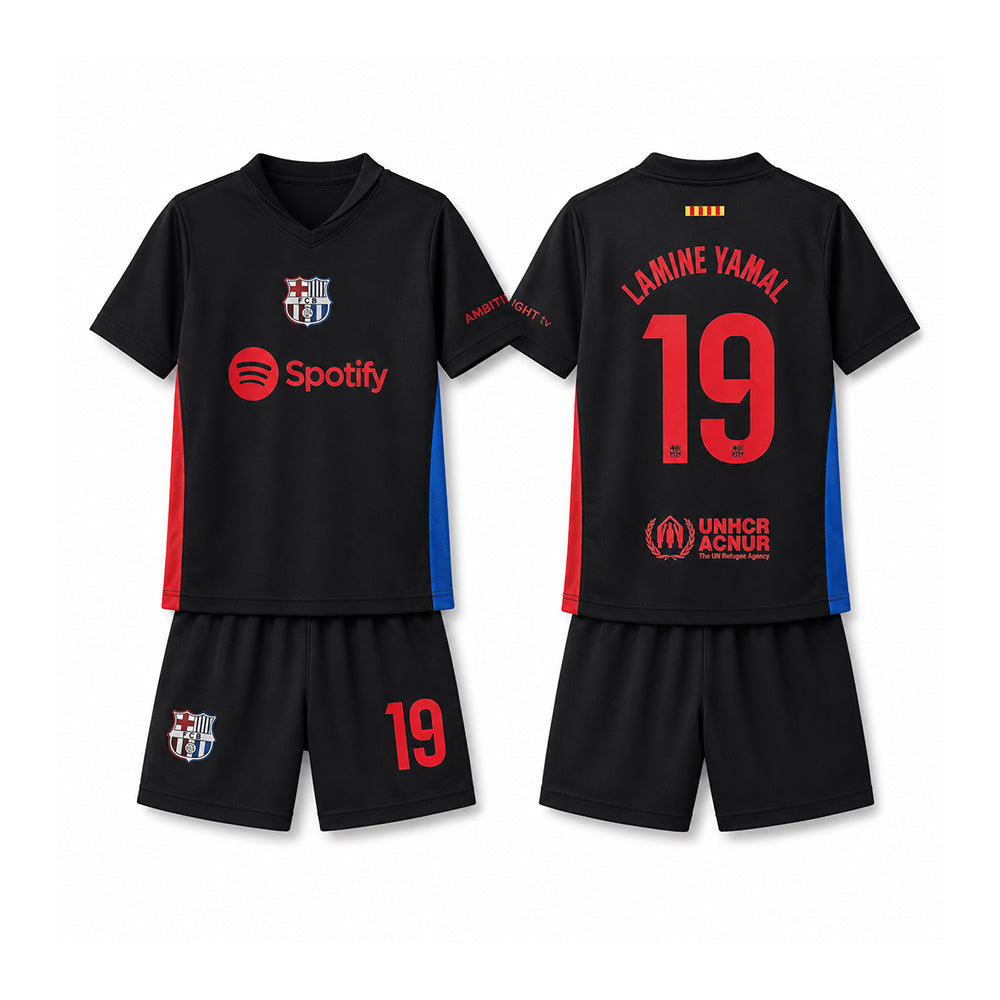 LAMINE YAMAL 2PC FOOT-BALL JERSEY BLACK IRS-26 2-3 YEAR 003