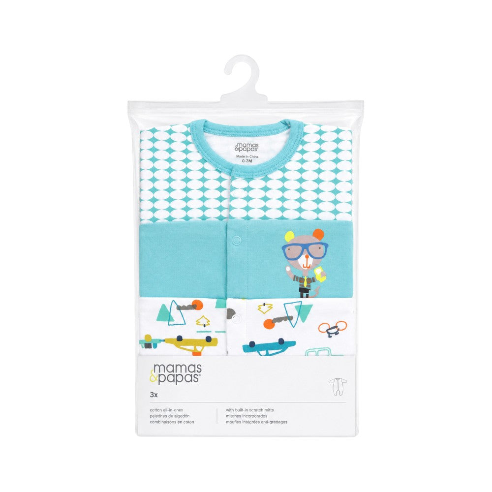 BOYS L/S 3PCS SLEEP SUIT W/SOCKS MP01 IR-26 MULTI 0-3M