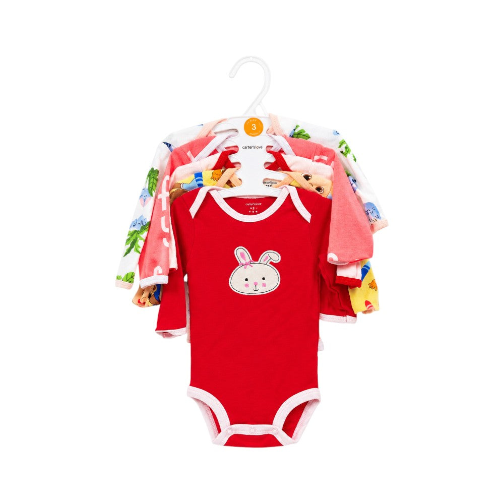 GIRLS L/S 5PCS BODY SUIT SET C2103-B IR-26 MULTI COL 0-3M